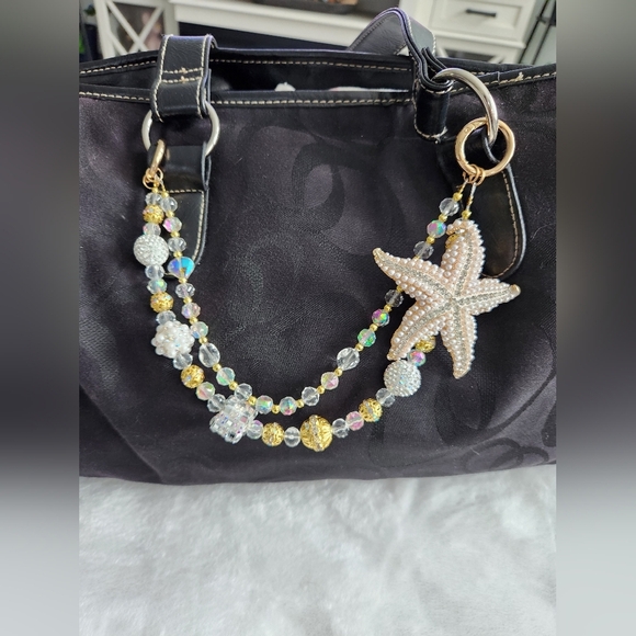 Gold and Silver Starfish Purse Charm Jewelry Chain And Keychain Bag Charm Chain - Picture 8 of 10